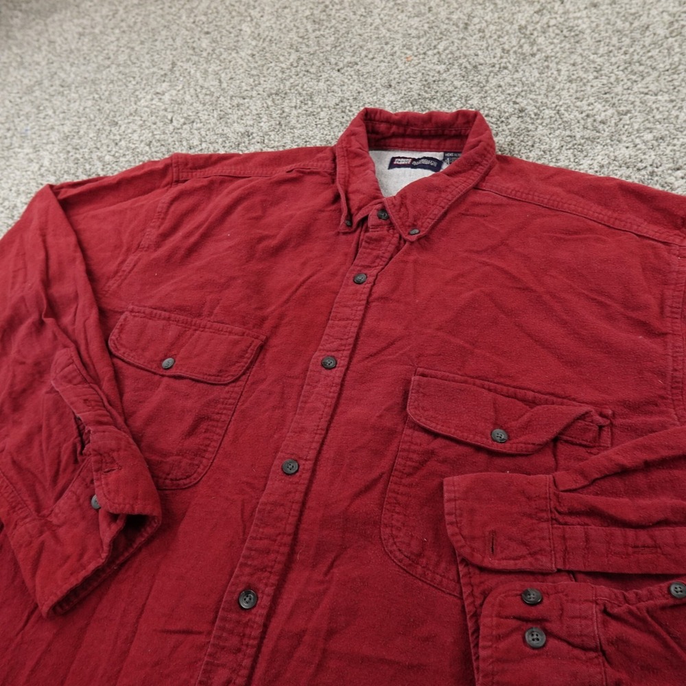 VTG Faded Glory Shirt Mens XLT Red‎ Button Up Brushed Chamois Flannel Heavy Work